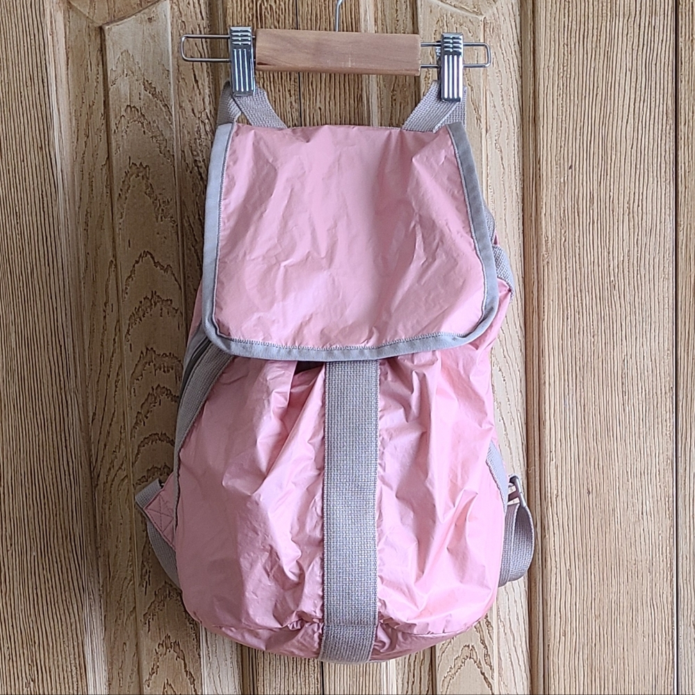 Lesportsac Pink Nylon Backpack with Gray Trim